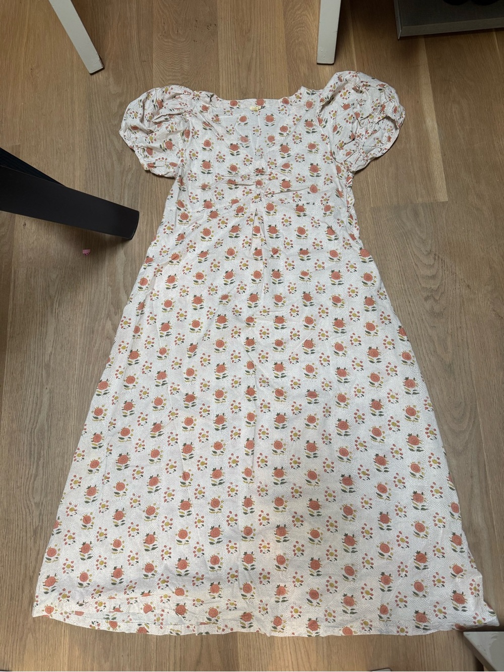 Matta White Dress with Peach Floral Print